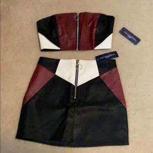 Leather skirt with matching top